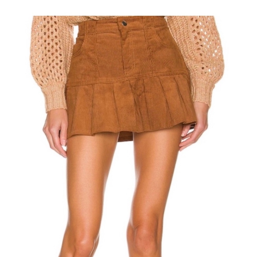 Revolve More To Come Brown Corduroy Mini Skirt
